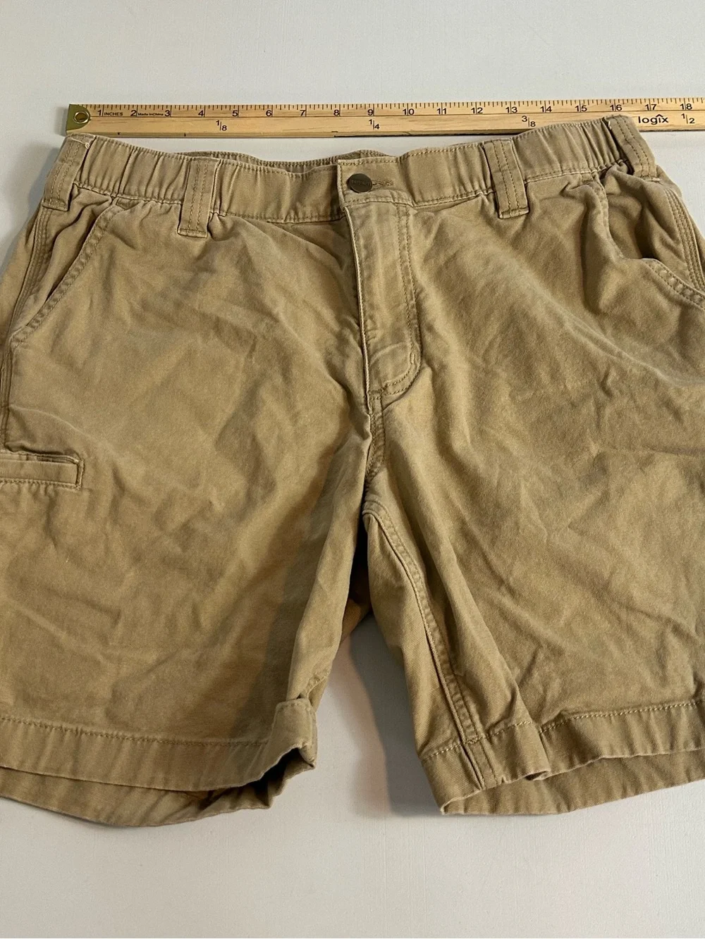 Carhartt Classic Khaki Rugged Flex Relaxed Fit Canvas Utility Work Shorts 33